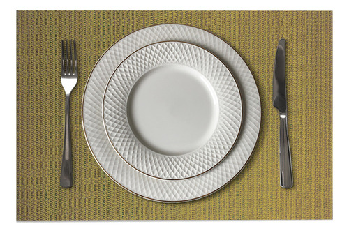 6 Jogo Americano Mesa Posta Luxo Impermeável Pvc Mz Rust Vr Cor M4 Bege Claro Escuro Palha Sisal Verde Rustico Mz Retangular