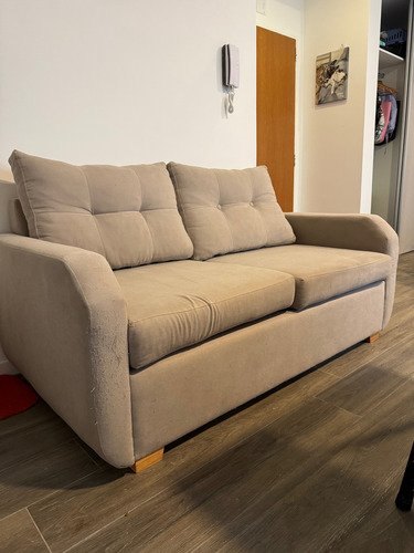 Sillón 2 Cuerpos Pana Usado, Buen Estado. Gris Liso (Usado)