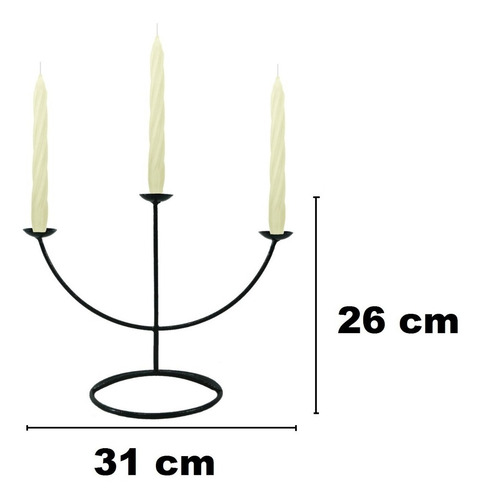 Castiçal 3 Arcos Porta Vela Branca Candelabro Decorativo