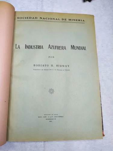 Revista Industria Azufre 1937 (Usado)