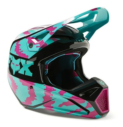 Casco Moto Fox V1 2023  Nuklr Celeste Mx