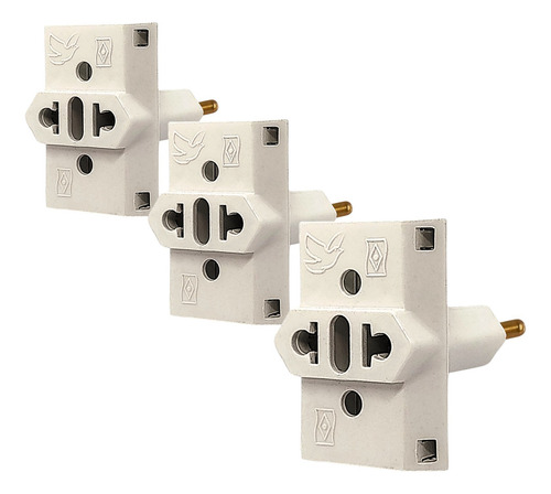 Kit Com 03 Adaptadores Tomada Benjamim T 3 Entradas 10a 20a 127/220v