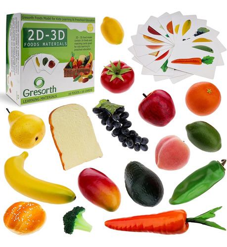 Gresorth 32pcs Alimentos + Cartas Jugar Juguetes Sets Edades