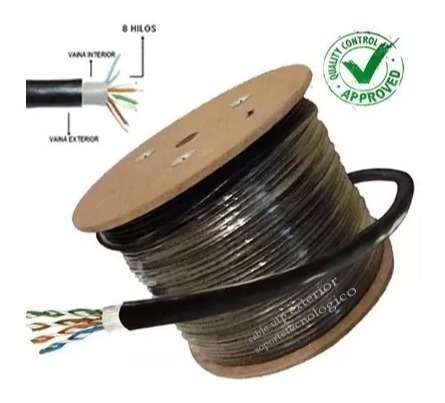Imagen 6 de 6 de Cable Utp Cat 5e Para Interperie Doble Chaqueta 305