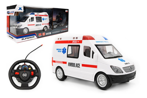 Ambulancia 22cm R/c A Pilas Con Sonido, Luces Y Señaleros