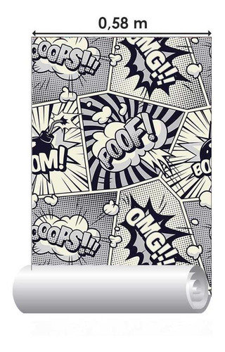 Imagem 3 de 6 de Papel De Parede Adesivo Pop Art Quadrinhos N05012 Rolo De 0,