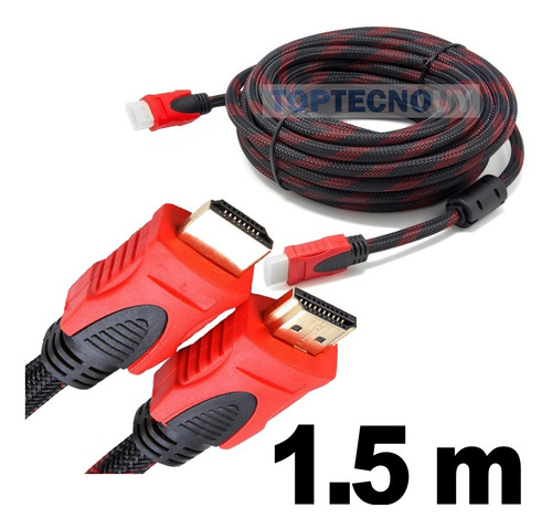 Imagen 3 de 4 de Cable Hdmi De 1.5m 1.5 Metros Version 1.4 Full-hd 1080p 3d T
