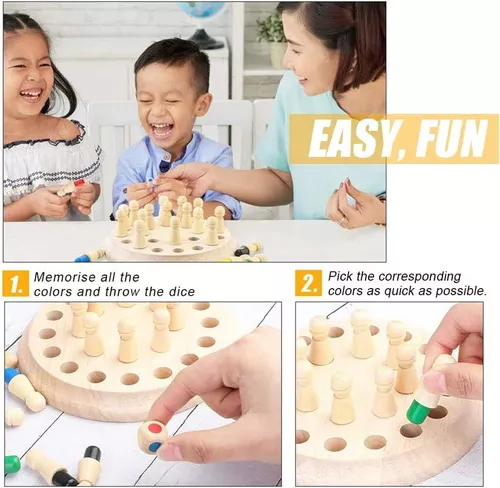 Jogo de festa infantil Memória de madeira Matchstick Jogo de xadrez Fu no  Shoptime