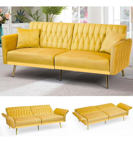 Sofa Cama Terciopelo Biplaza Ajustable Convertible Acmease