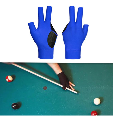 4 Guante De Billar De 3 Dedos Para , Guante Deportivo Azul