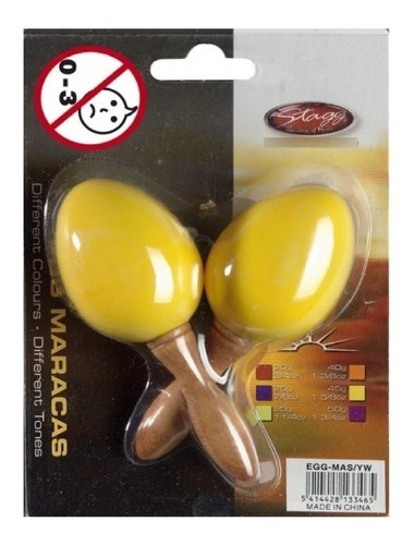 Huevos Maracas Mango Corto Par Amarillo 45 Gr Blister Stagg