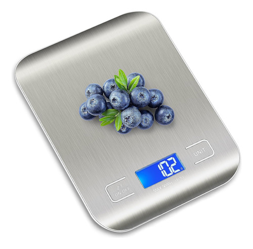 Bascula Digital Cocina Inoxidable 5 Kg/1g Lcd Multifuncional Plateado 5 Kg
