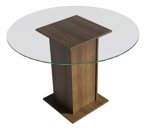 Sala Jantar Mesa Tampo Vidro 4 Cadeiras Irene Madesa Ro Cor Rustic/Oxford Desenho do tecido das cadeiras Liso