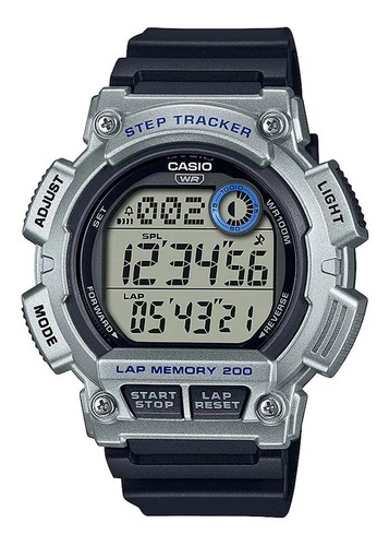 Reloj Hombre Casio Ws-2100h-1 Podómetro Hora Dual Color de la correa Negro