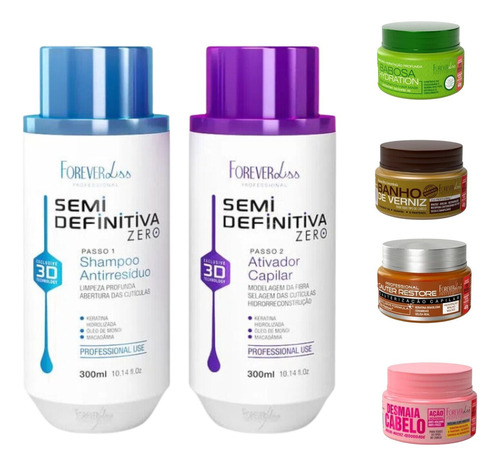 Kit Semi Definitiva Forever Liss 3d Sem Formol 300ml +4 Iten