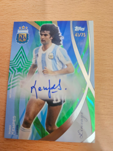 Firma Mario Kempes Topps Lineage Original Numerada A 75 Kempes