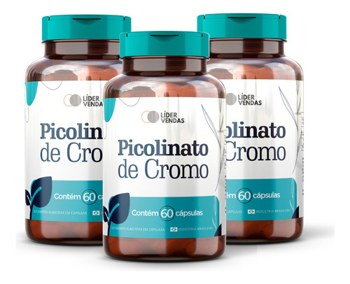 Picolinato De Cromo C/ 60 Cápsulas Kit 3 Potes