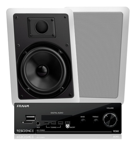 Kit Residence Ar Amplificador + 2 Arandelas 2x80w Rms Frahm Cor Branco