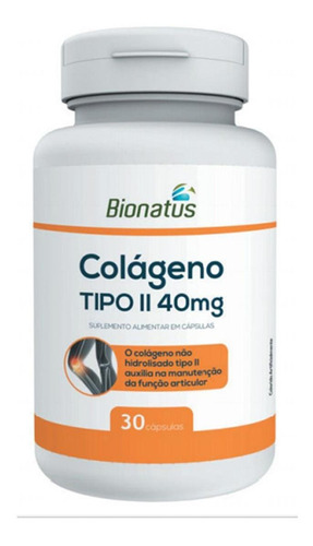 Colágeno Tipo 2 40mg 30 Cápsulas Bionatus Sabor Sem sabor