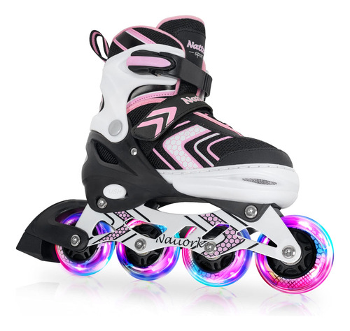 Patines En Línea Ajustables Con Ruedas De Luz Para Niños Talla De Los Patines 0 Mm Rosado