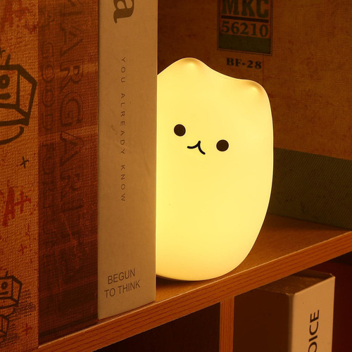 Luz Nocturna Gato Silicona 7 Colours Para Bebé Niño Regalos