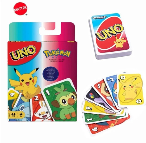 Juego De Cartas Uno Versión Pokemon Pikachu Mattel Juego