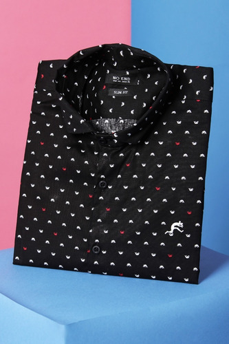 Imagen 1 de 3 de Camisa Estampada Manga Larga Slim Fit Hombre No End 37114