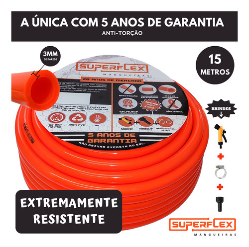 Mangueira 15 Metros Anti-torção Superflex Ultra 1/2 X 3mm