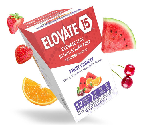 Set De 12 Sobres Elovate 15g De Glucosa Fina Frutas Natural