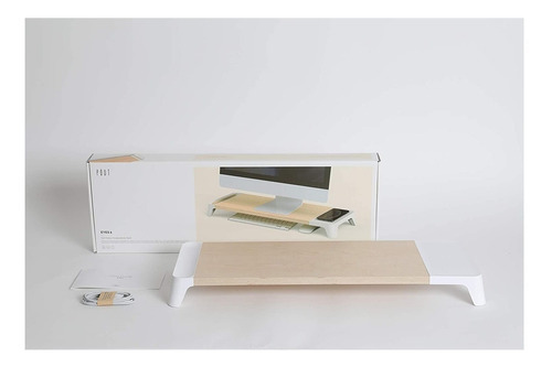 Soporte Monitor Pout Madera Con Cargador Inalámbrico