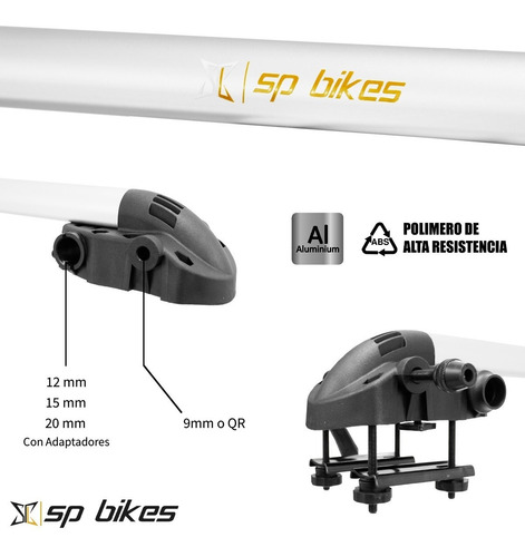 Imagen 3 de 7 de Rack Barra Toldo Porta Bicicletas Aluminio Llave Universal 5