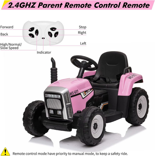 Coche De Paseo Para Niños De 12 V Con Remolque, Juguete Eléc