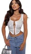 Comprar Cropped Corselet Corset De Amarrar Strass Brilho Festa Luxo