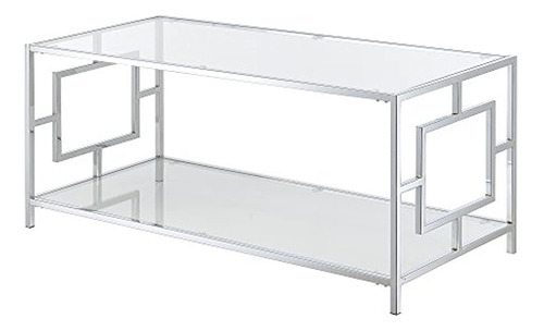 Convenience Concepts Town Square Chrome Coffee Table, Clear