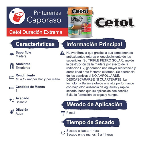 Cetol Duracion Extrema Cristal Bte Al Agua X 1l - Caporaso