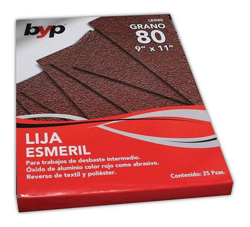 Pack 25 Lijas Esmeril 9''x11'' Grano 80 Byp