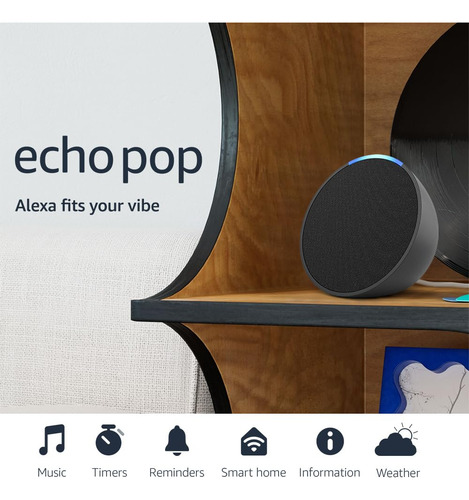 Asistente Virtual Inteligente Amazon Echo Pop Con Alexa Negro