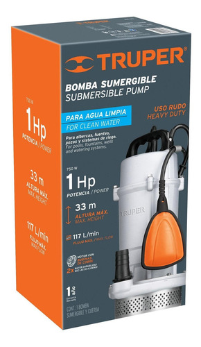 Bomba Sumergible Agua Limpia 1 Hp Uso Rudo Truper 15003