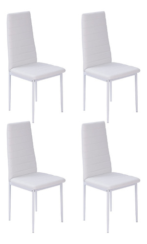 Silla Living Comedor Cocina Set X4 Reforzada Tapizada Niviko Estructura De La Silla Blanco Asiento Blanco Diseño De La Tela Cuero Sintético