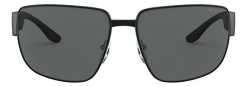 Óculos De Sol Masculino Prada Sps56v 1bo-02g 62 Polarizado Armação Preto Haste Preto Lente Cinza Desenho Retangular