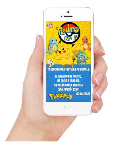 Pokemon Tarjeta Invitación Digital Personalizada 
