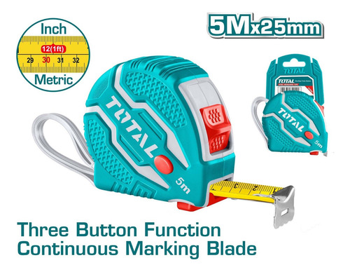 Trena De Aço 5m X 25mm C/emborrachado - Total Tools