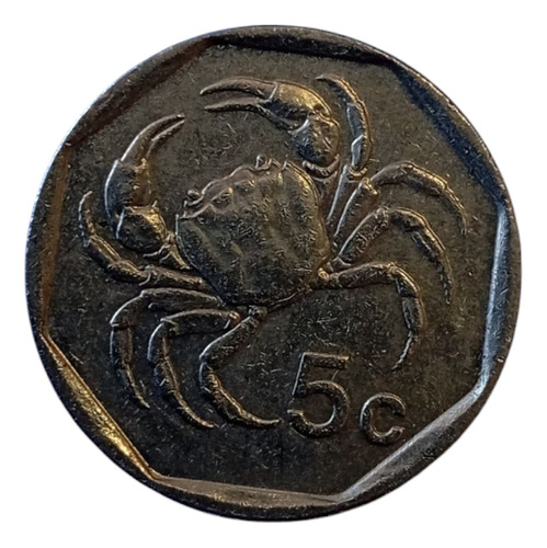 Moneda Malta 5 Cents 1995 Cangrejo (&1537 (Usado)