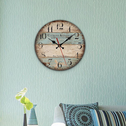 Reloj De Pared Redondo Decorativo De Madera Silencioso Que A
