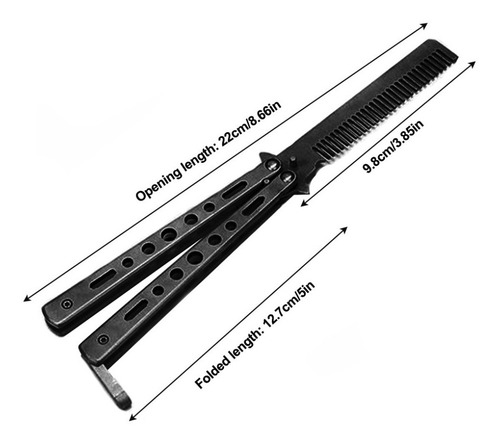 Canivete Butterfly Pente Sem Fio Inox Para Treinos Cor Preto