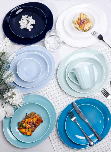 Platos Set Llano 28 Cm Cuadrada Curva 6 Pcs Porcelana