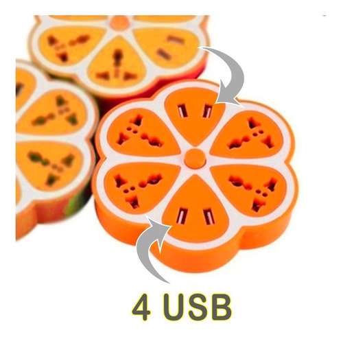 Imagen 2 de 8 de Alargues Enchufe Usb X 2 Zapatilla Con Diseño Flor Oferta
