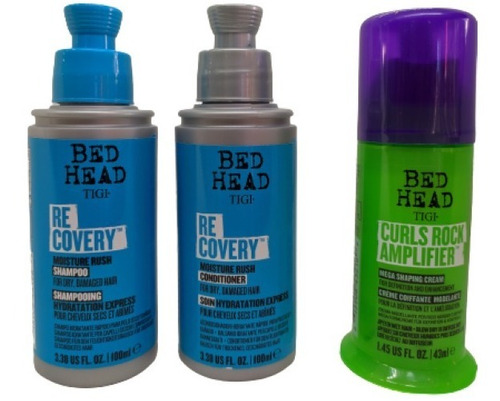 Tigi Recovery Shampoo , Acondicionador Y Curl Rock Viaje