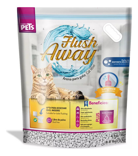 Fancy Pets Arena Para Gato Areneros Flush Away 4kg Inodoro