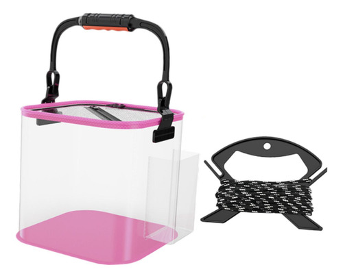 Plegable Cubo De Pesca, Cubo De Pinco Lateral Rosa De 20 Cm